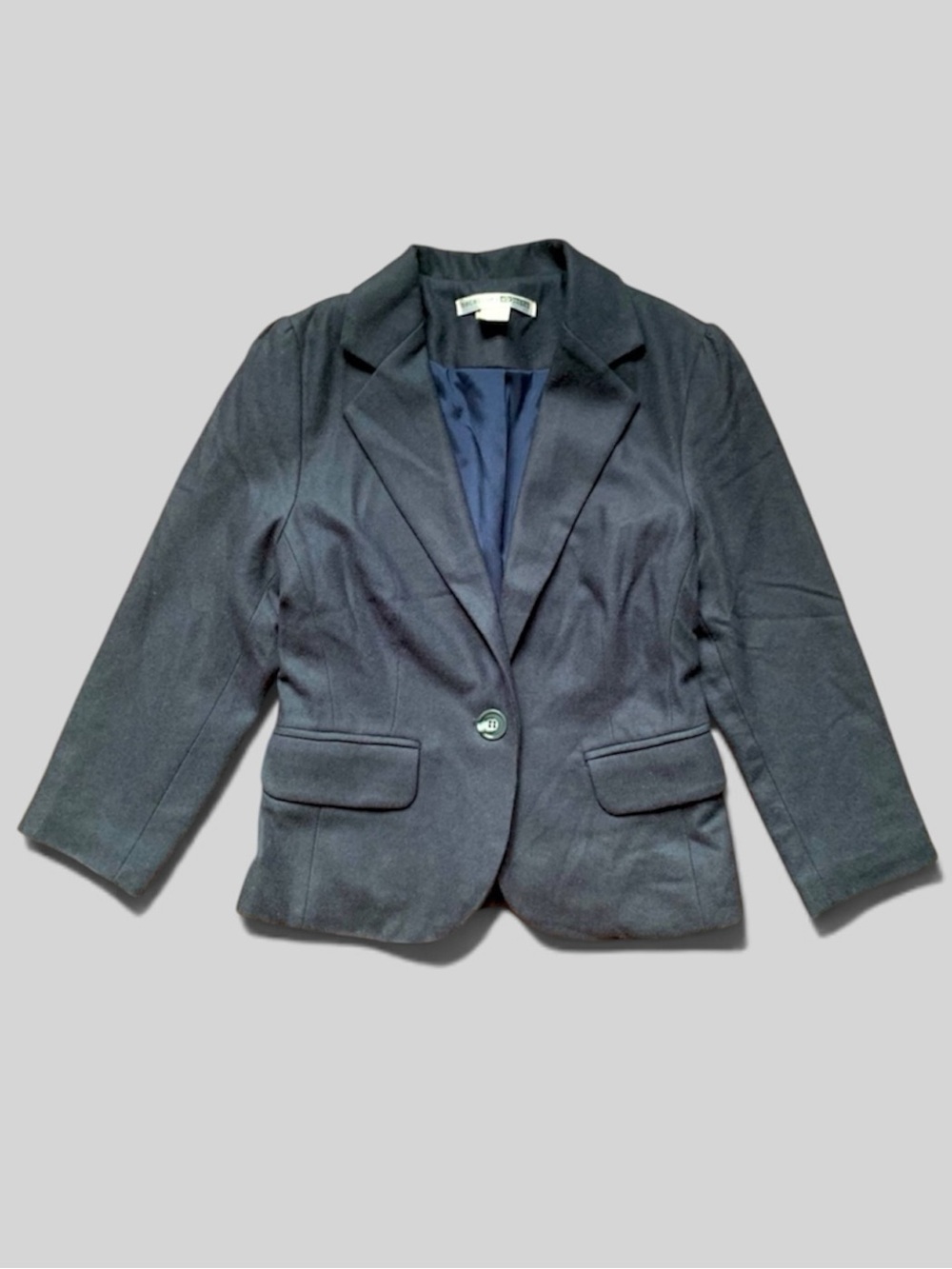 Vintage Necessary Objects Navy Wool Blend Blazer 3/4 Sleeve Puff Shoulder XS - Picture 1 of 9